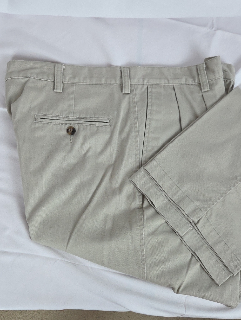 Men's Pleated Chino Pants in Light Beige